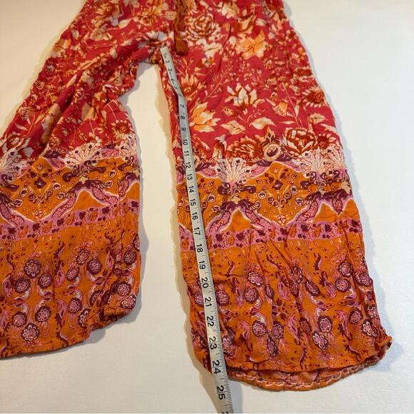 By Anthropologie Size M Pink Hawaiian Floral Boho Wide Leg Lightweight Pants - Picture 5 of 10